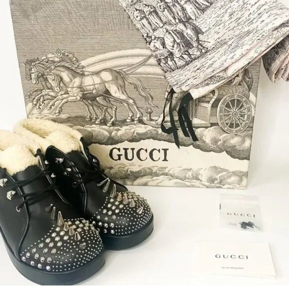 Gucci Leather Harlem Spike Bootie Size 37, US 7 - Picture 1 of 1
